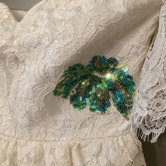 LOVERS + Friends x Revolve Charleston Dress in Ivory Palm Lace Sequins Size XS - Picture 9 of 13